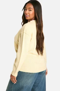 Cardigans*boohoo Plus Seam Detail Soft Knit Boyfriend Oversized Cardigan stone