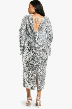 Mini Dresses|Midi Dresses*boohoo Plus Sequin Shift Midi Dress silver