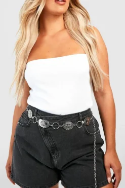 Belts*boohoo Plus Chain Circle Belt silver