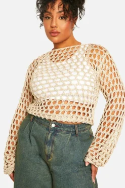 Jumpers*boohoo Plus Slouchy Loose Knit Jumper taupe