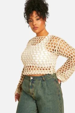 Jumpers*boohoo Plus Slouchy Loose Knit Jumper taupe