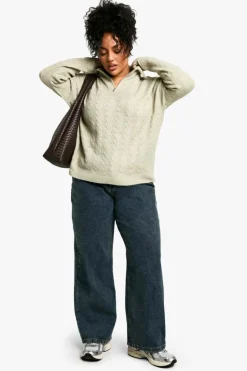 Jumpers*boohoo Plus Soft Cable Funnel Neck Jumper stone