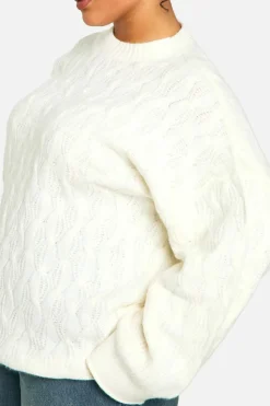 Oversized Jumpers|Jumpers*boohoo Plus Soft Cable Knit Oversized Jumper cream