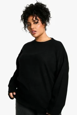 Jumpers|Knitwear*boohoo Plus Soft Knit Fine Gauge Jumper black
