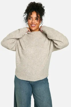 Jumpers*boohoo Plus Soft Knit High Neck Jumper taupe