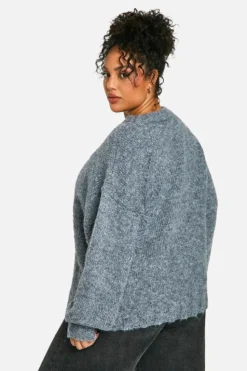 Jumpers|Jumpers & Cardigans*boohoo Plus Soft Knit Longline Jumper charcoal