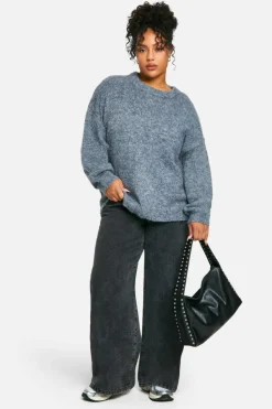 Jumpers|Jumpers & Cardigans*boohoo Plus Soft Knit Longline Jumper charcoal