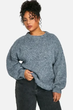 Jumpers|Jumpers & Cardigans*boohoo Plus Soft Knit Longline Jumper charcoal