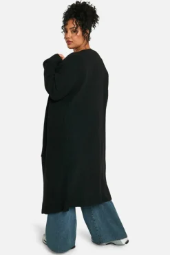 Cardigans|Jumpers & Cardigans*boohoo Plus Soft Knit Longline Knitted Cardigan black