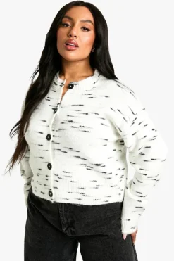 Cardigans*boohoo Plus Soft Knit Marl Boxy Knitted Cardigan ecru