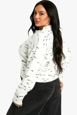 Cardigans*boohoo Plus Soft Knit Marl Boxy Knitted Cardigan ecru