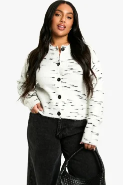 Cardigans*boohoo Plus Soft Knit Marl Boxy Knitted Cardigan ecru