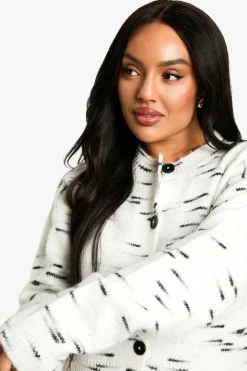 Cardigans*boohoo Plus Soft Knit Marl Boxy Knitted Cardigan ecru