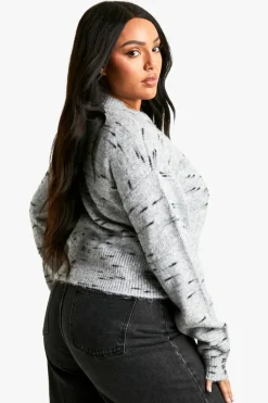 Cardigans|Jumpers & Cardigans*boohoo Plus Soft Knit Marl Boxy Knitted Cardigan grey