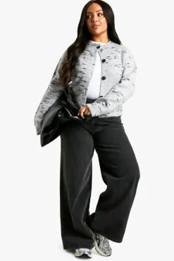 Cardigans|Jumpers & Cardigans*boohoo Plus Soft Knit Marl Boxy Knitted Cardigan grey