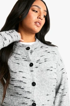 Cardigans|Jumpers & Cardigans*boohoo Plus Soft Knit Marl Boxy Knitted Cardigan grey