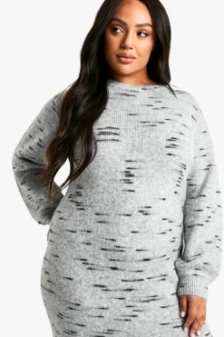 Maxi Dresses|Jumper Dresses*boohoo Plus Soft Knit Marl Knitted Maxi Dress grey