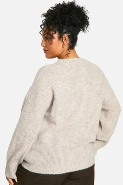 Oversized Jumpers*boohoo Plus Soft Knit Oversized Jumper stone