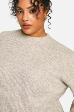 Oversized Jumpers*boohoo Plus Soft Knit Oversized Jumper stone