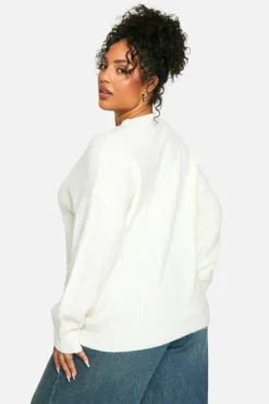Oversized Jumpers|Jumpers*boohoo Plus Soft Knit Oversized Jumper ecru
