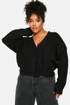Cardigans|Jumpers & Cardigans*boohoo Plus Soft Knit Oversized Cardigan black