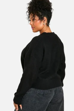 Cardigans|Jumpers & Cardigans*boohoo Plus Soft Knit Oversized Cardigan black