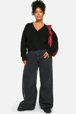 Cardigans|Jumpers & Cardigans*boohoo Plus Soft Knit Oversized Cardigan black