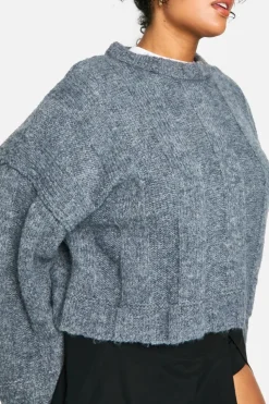 Jumpers*boohoo Plus Soft Knit Wide Rib Exposed Seam Jumper charcoal