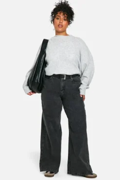 Jumpers|Jumpers & Cardigans*boohoo Plus Soft Rib Knit Balloon Sleeve Jumper grey