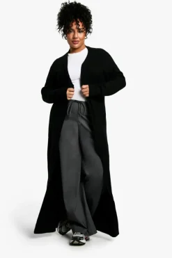 Cardigans*boohoo Plus Soft Rib Knit Longlie Maxi Edge To Edge Cardigan black