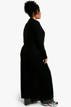 Cardigans*boohoo Plus Soft Rib Knit Longlie Maxi Edge To Edge Cardigan black