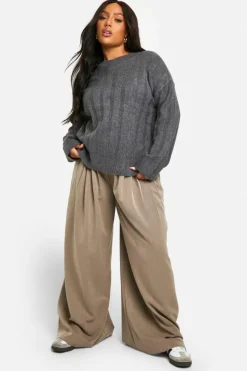 Oversized Jumpers|Jumpers*boohoo Plus Soft Wide Rib Oversized Jumper charcoal