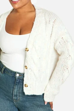 Cardigans|Knitwear*boohoo Plus Speckle Knitted Cardigan cream