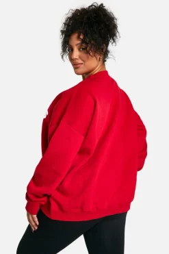 Sweatshirts|Hoodies & Sweatshirts*boohoo Plus Sports Club Oversized Sweatshirt red