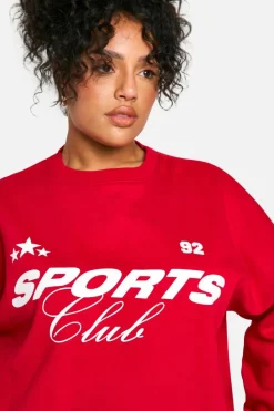 Sweatshirts|Hoodies & Sweatshirts*boohoo Plus Sports Club Oversized Sweatshirt red