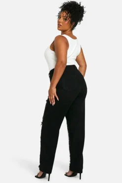 Up To 80% Off Winter Warmers|Jeans*boohoo Plus Straight Leg Sequin Insert Denim Jean black