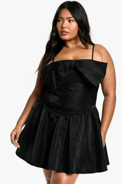 Skater Dresses*boohoo Plus Strappy Bow Detail Skater Dress black