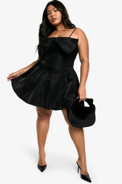 Skater Dresses*boohoo Plus Strappy Bow Detail Skater Dress black