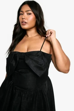 Skater Dresses*boohoo Plus Strappy Bow Detail Skater Dress black
