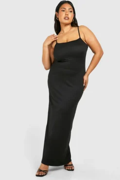 Bodycon Dresses*boohoo Plus Strappy Scoop Neck Maxi Dress black