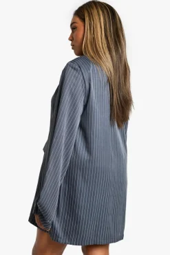Blazer Dresses*boohoo Plus Stripe Oversized Blazer Dress grey