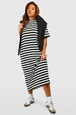 T-Shirt Dresses|Shirt Dresses*boohoo Plus Stripe T-shirt Dress black