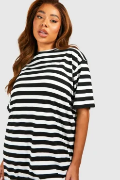 T-Shirt Dresses|Shirt Dresses*boohoo Plus Stripe T-shirt Dress black