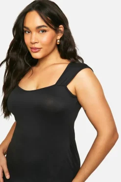 Bodycon Dresses*boohoo Plus Super Soft Cap Sleeve Maxi Dress black