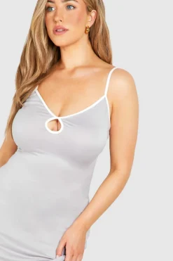 Bodycon Dresses*boohoo Plus Super Soft Contrast Keyhole Maxi Dress grey marl