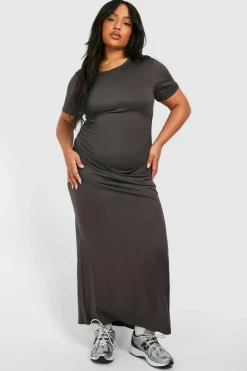 T-Shirt Dresses|Shirt Dresses*boohoo Plus Super Soft Jersey Ruched Split T-shirt Dress petrol