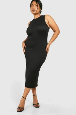 Bodycon Dresses|Midi Dresses*boohoo Plus Super Soft Racer Neck Midi Dress black