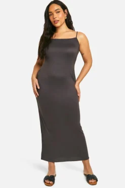 Bodycon Dresses*boohoo Plus Super Soft Scoop Neck Maxi Dress slate grey