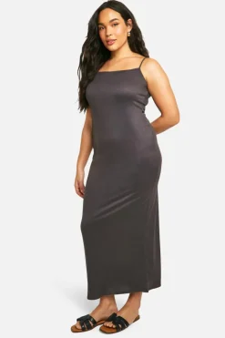 Bodycon Dresses*boohoo Plus Super Soft Scoop Neck Maxi Dress slate grey