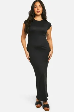 Bodycon Dresses*boohoo Plus Super Soft Short Sleeve Maxi Dress black